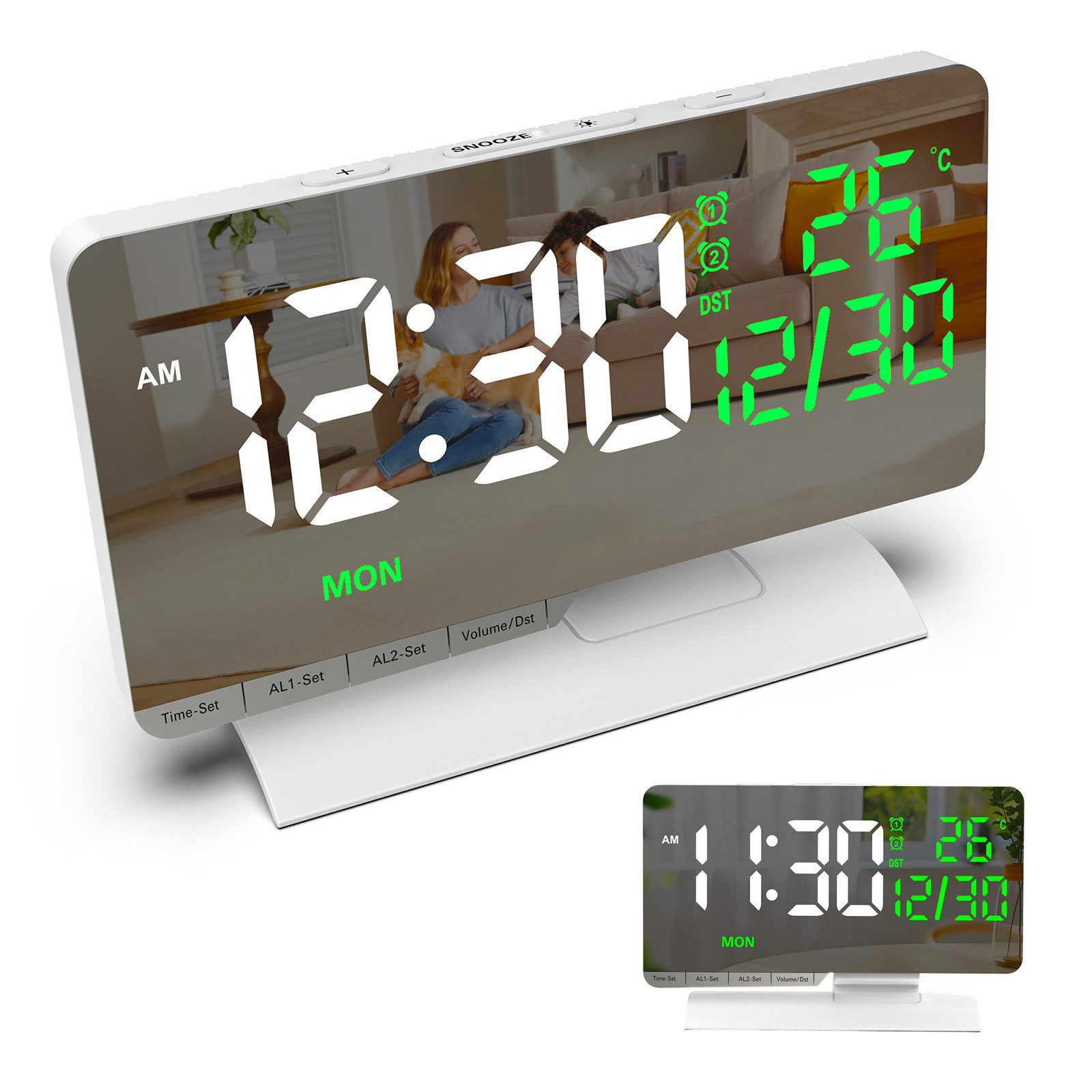 REDOM Wecker Digitalwecker LED mit Spiegelanzeige Tischuhr Alarmuhr mit Dop günstig online kaufen