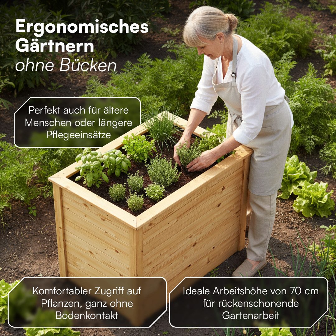 STEELSØN Hochbeet Theemin aus Lärchenholz (Natur, 100 cm breit), Gemüsebeet mit UV-Schutzlackierung, Pflanzenkasten wetterfest