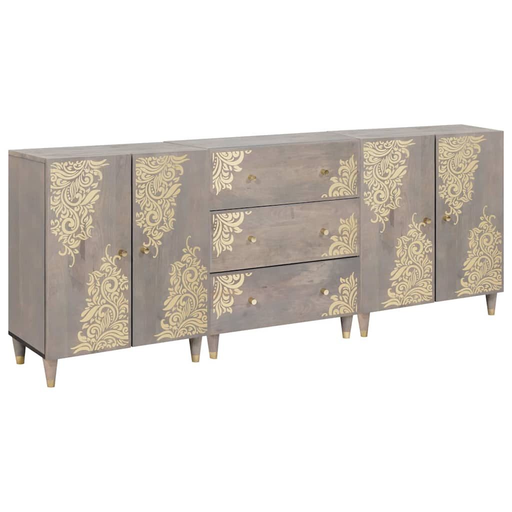 vidaXL Badmöbel-Set Badezimmerschrank-Set 3 pcs Grau und Gold 180 x 33 x 75 cm, (3-St)