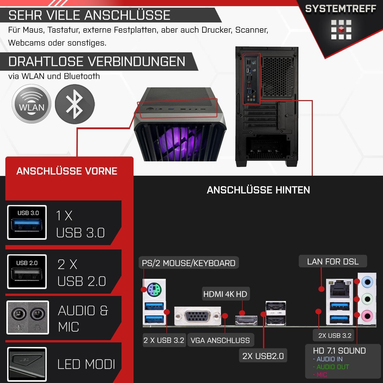 SYSTEMTREFF Luftkühlung, SSD, Ryzen 5600G, WLAN) 5 7, Windows GB GB (AMD Gaming-PC 32 Vega 11, RAM, 1000 RX