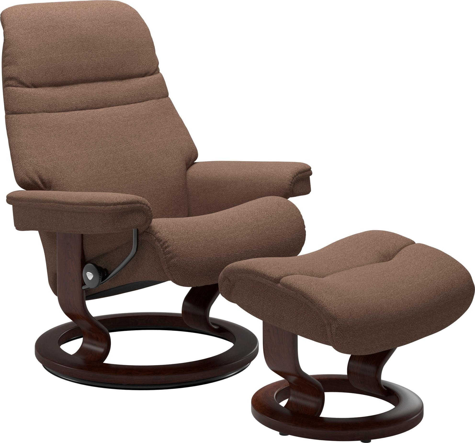 Stressless® Relaxsessel Sunrise (Set, Relaxsessel M, Größe Gestell mit Hocker), Base, Classic mit Braun