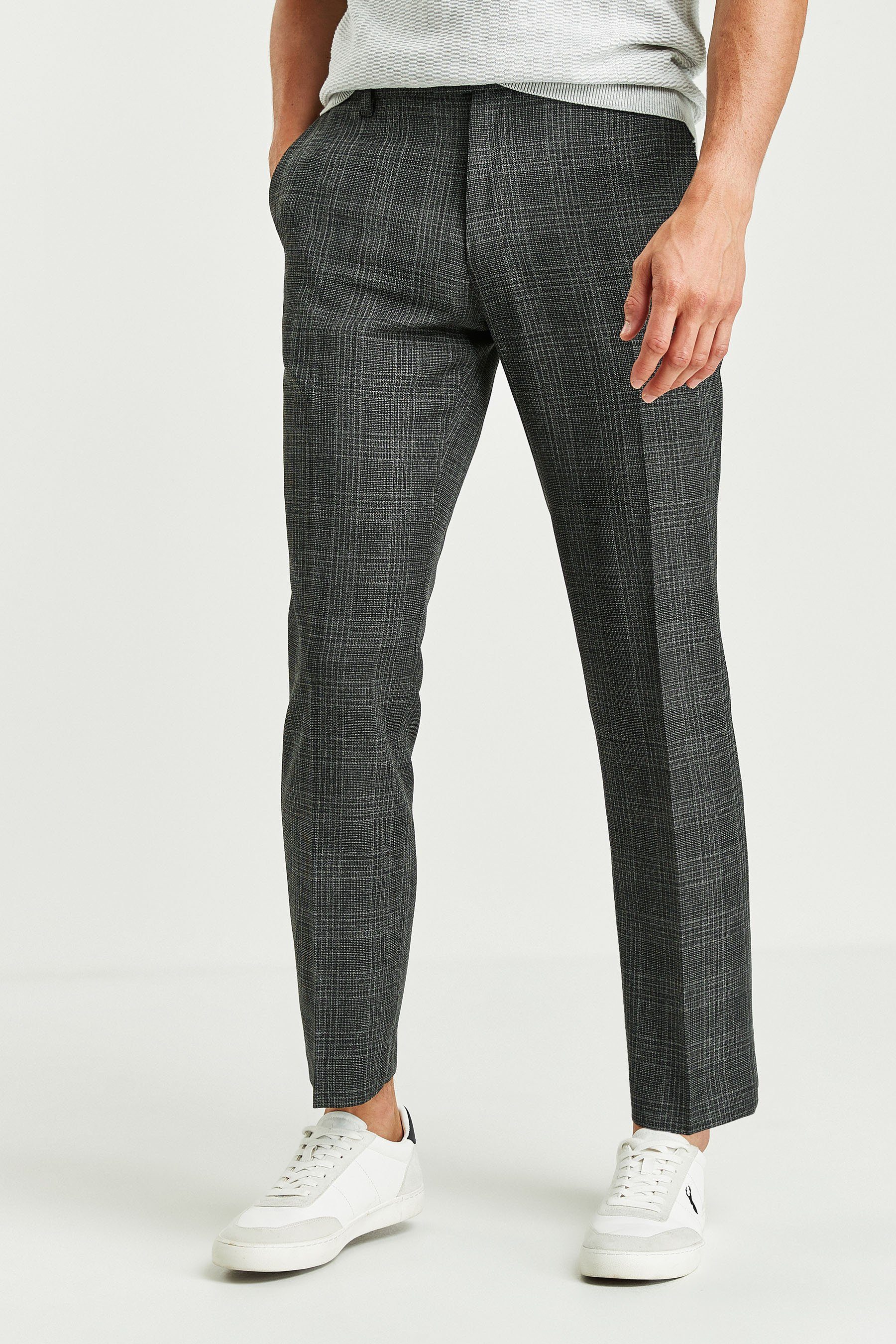 Next Stoffhose Karierte Hose (1-tlg) Charcoal Grey