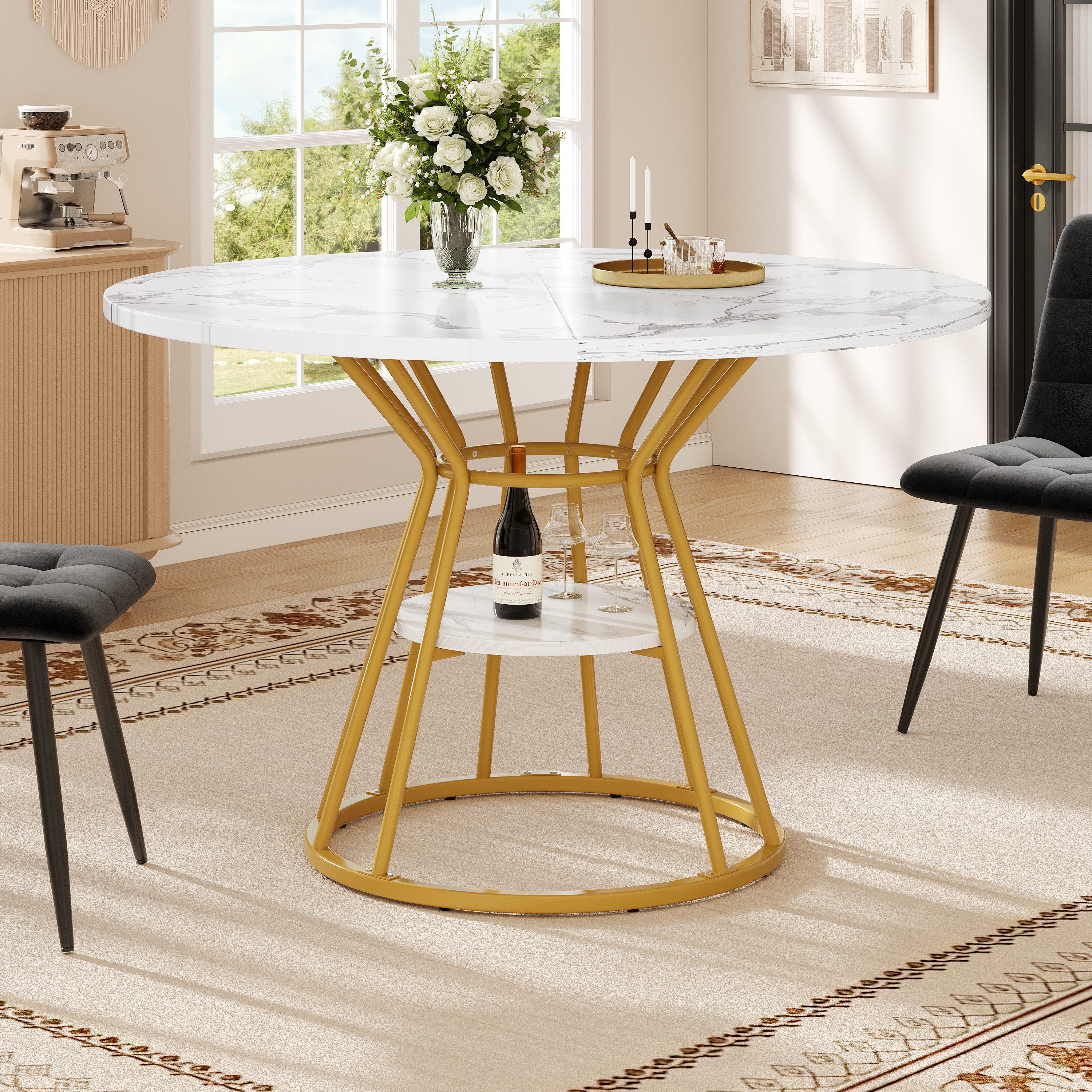 KLAM HOME Esstisch Weiß mit metallbein günstig online kaufen
