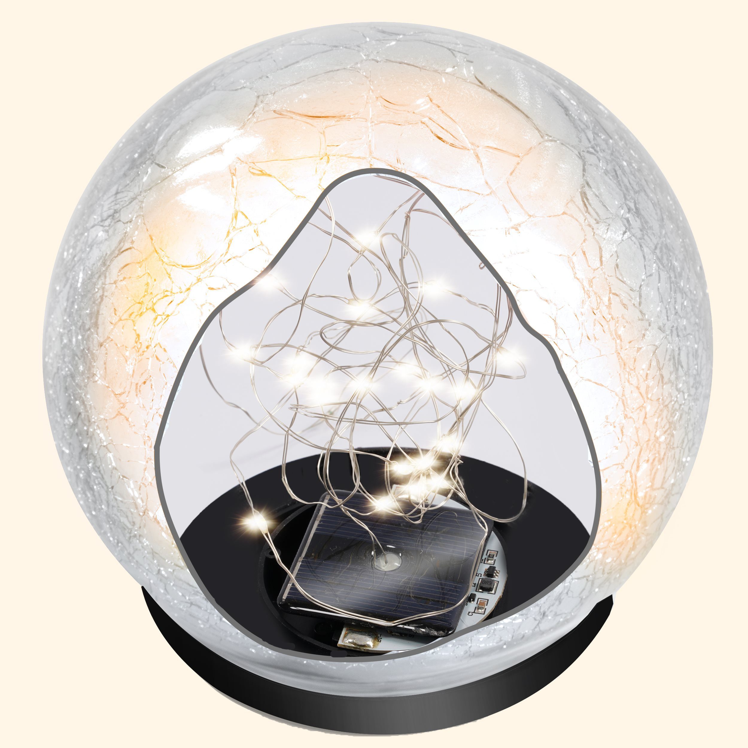 esotec LED Kugelleuchte Echtglas Leuchtkugeln GOLDEN BALLS D=15+12+10cm 3000K warmweiß 102088