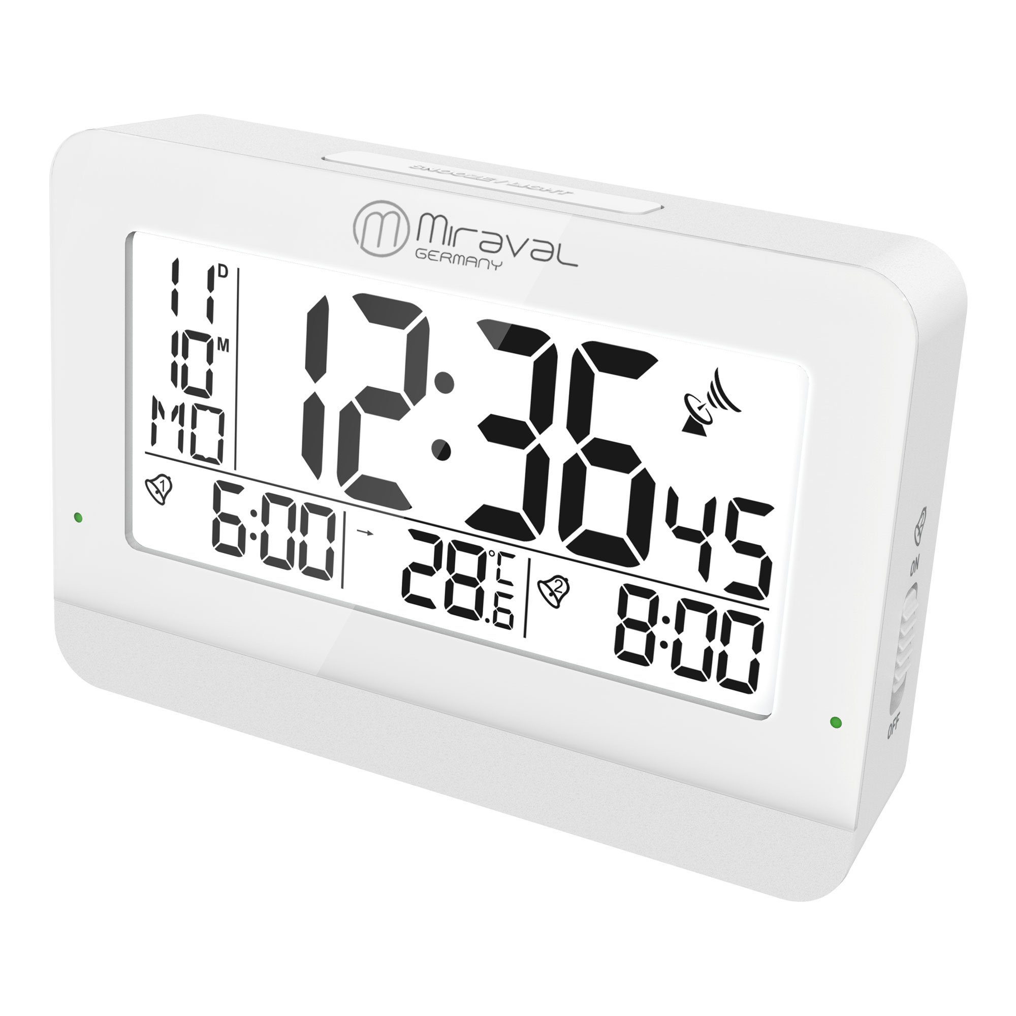 2 LCD-Funkwecker Datum digitaler Miraval Temperatur Funkwecker Hintergrundbeleuchtung Funkuhr Digital Miraval Alarme