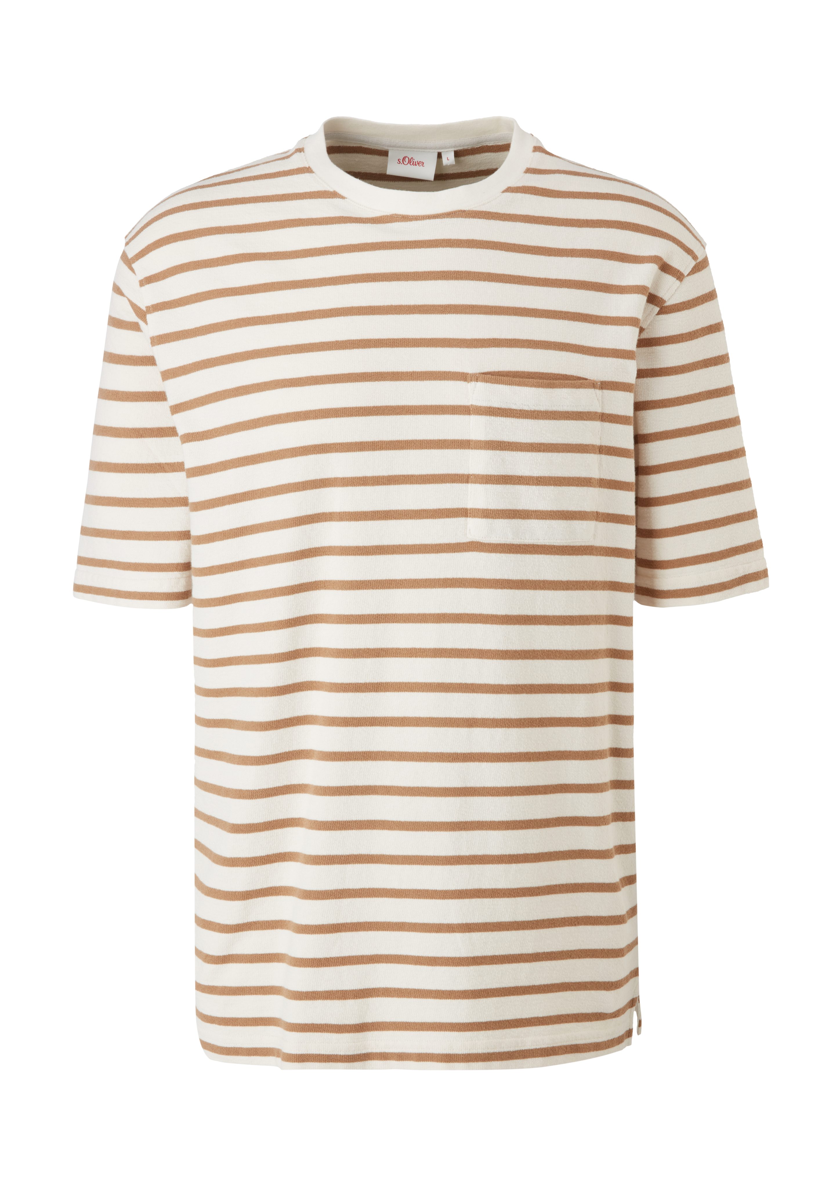 s.Oliver Brusttasche Kurzarmshirt stripes off-white mit Streifenshirt