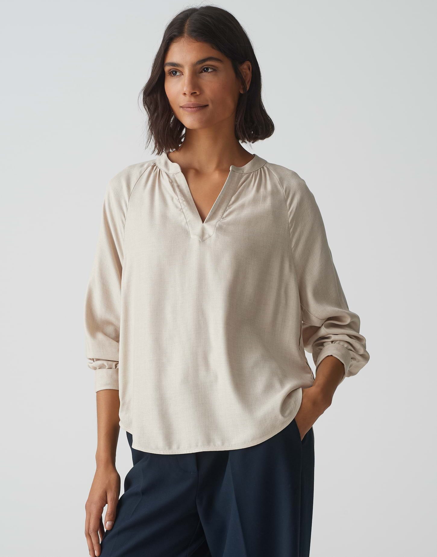 Langarmbluse Bluse FELIA Loose aus Viskose Mix