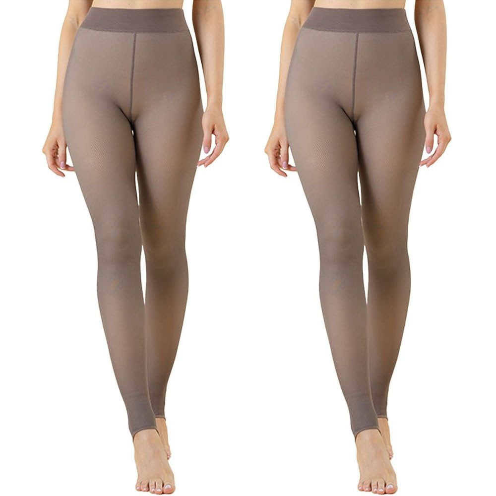 HoyoLee Feinstrumpfhose 2 Paar Thermo Strumpfhose für Damen Winter Feinstrumpfhose Pantyhose Wärmend Legging Gefütterte Plüschstrümpfe Größen Fleece Durchscheinend
