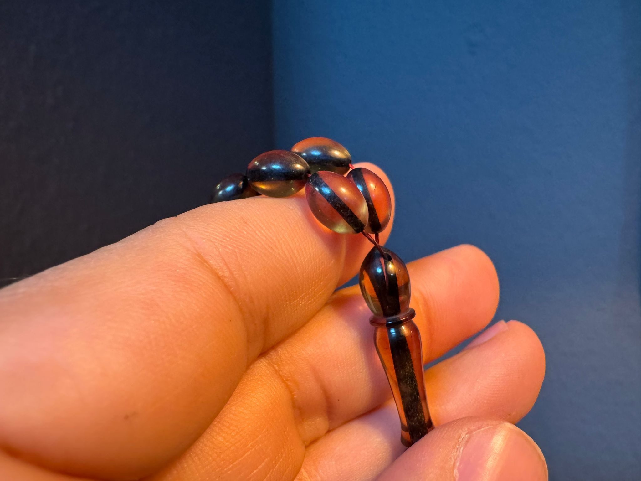 TesbihBid Kettenanhänger Osmanli grüne-schwarze gestreifte Gebetskette (Männergeschenk Vatertag, 33-tlg., Bakalite Subha Ates, Amber Prayerbeads Rosary Faturan), Gebetskette Tesbih Misbaha Tasbeeh