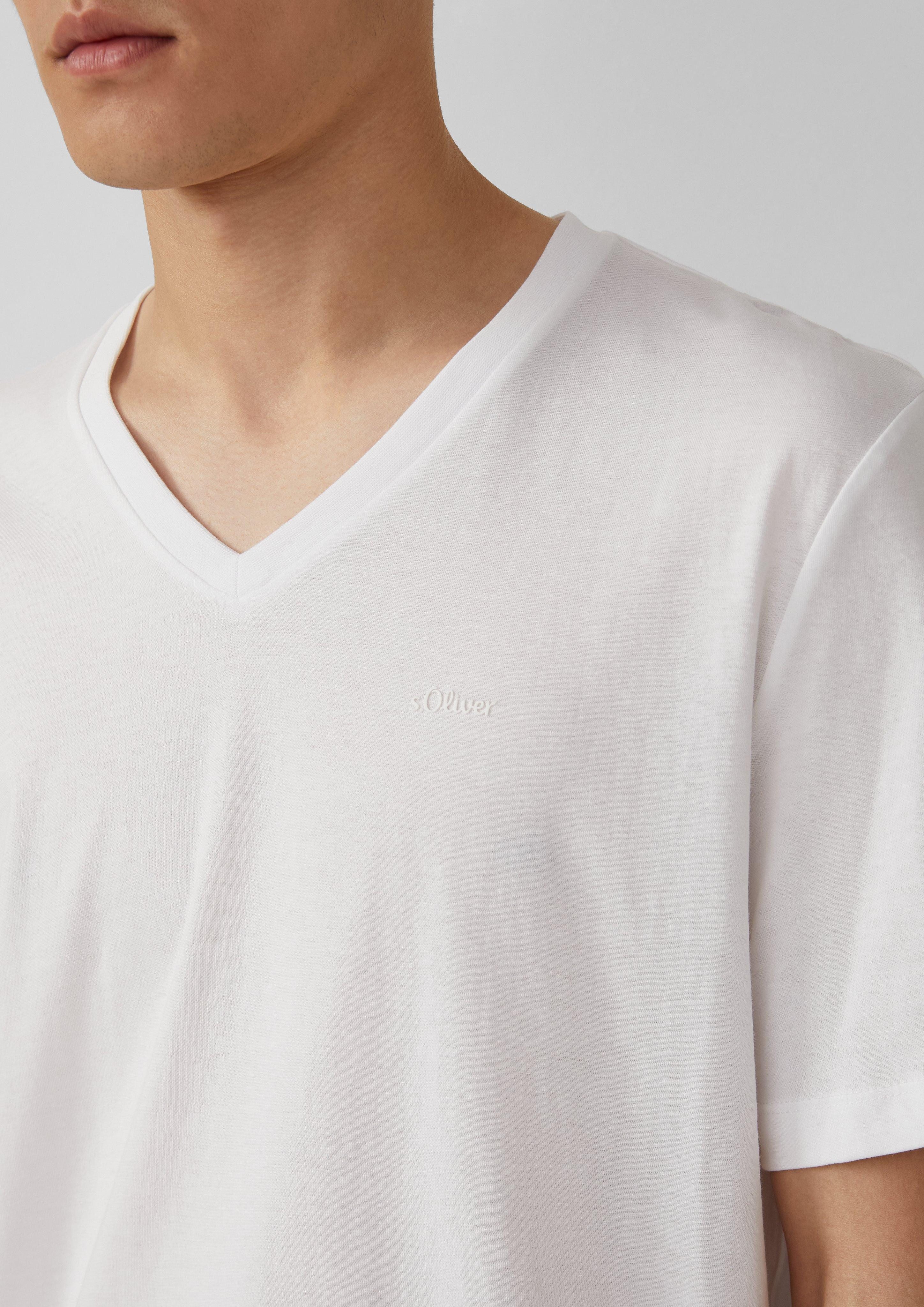 s.Oliver Kurzarmshirt Baumwoll-T-Shirt mit V-Ausschnitt und günstig online kaufen