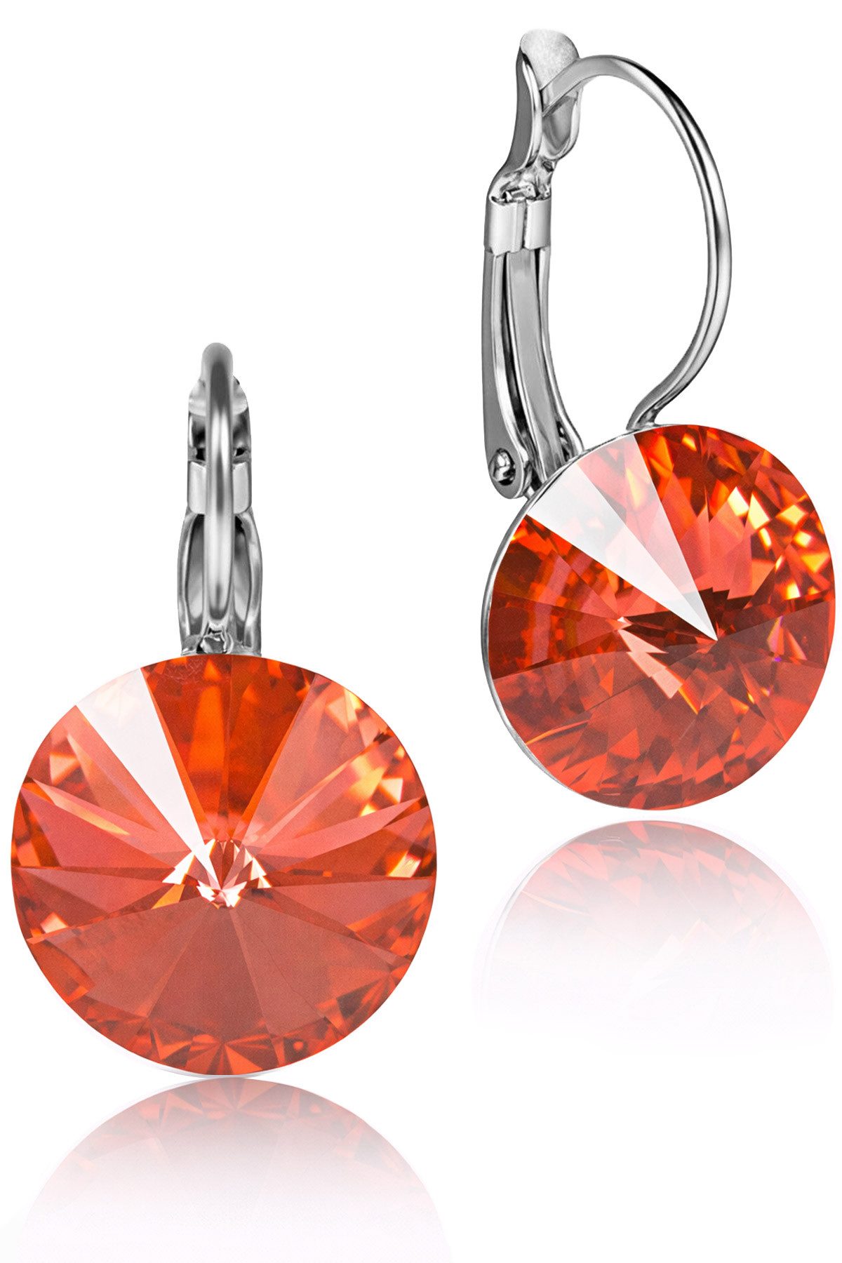 LUISIA® Paar Ohrhänger Silberne Ohrringe "Rivoli" mit 12 mm Kristallen von Swarovski® (2-tlg., inkl. Schmuckbox), Große Farbauswahl