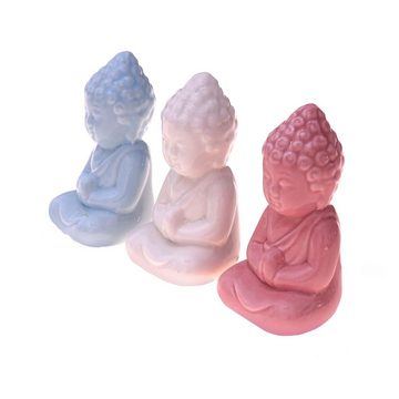 Flanacom Dekofigur Mini-Buddha - 3er Set - Keramikfiguren (Set, 3 St., 3-tlg), dreifarbig