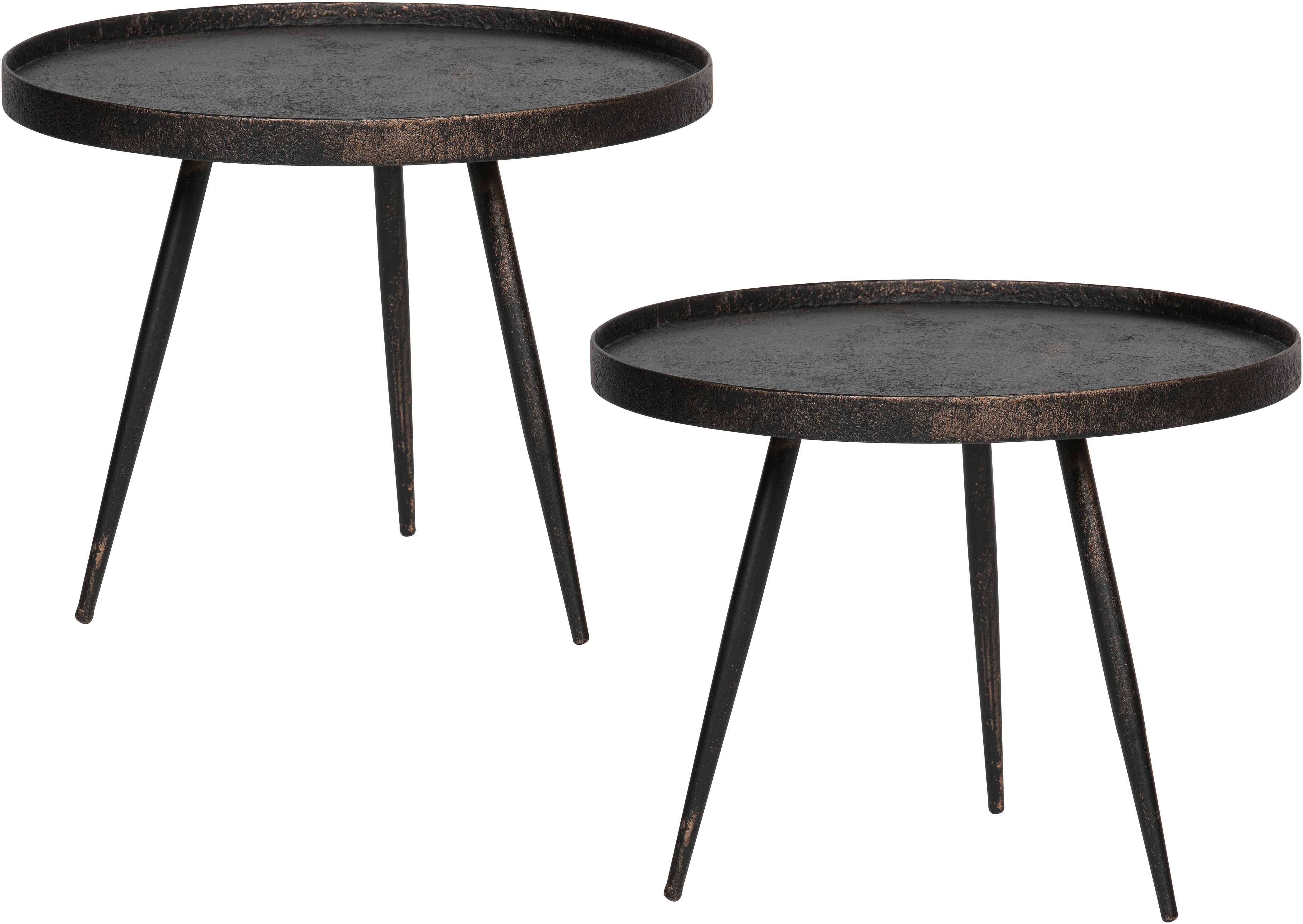 WOOOD Beistelltisch Bounds mit Multiplex-Zinkbeschichtung und Metallbeinen Ø 58 x H 44 cm, 4 cm Randerhöhung, Tragkraft 20 kg, Metallbeine Höhe 40 cm