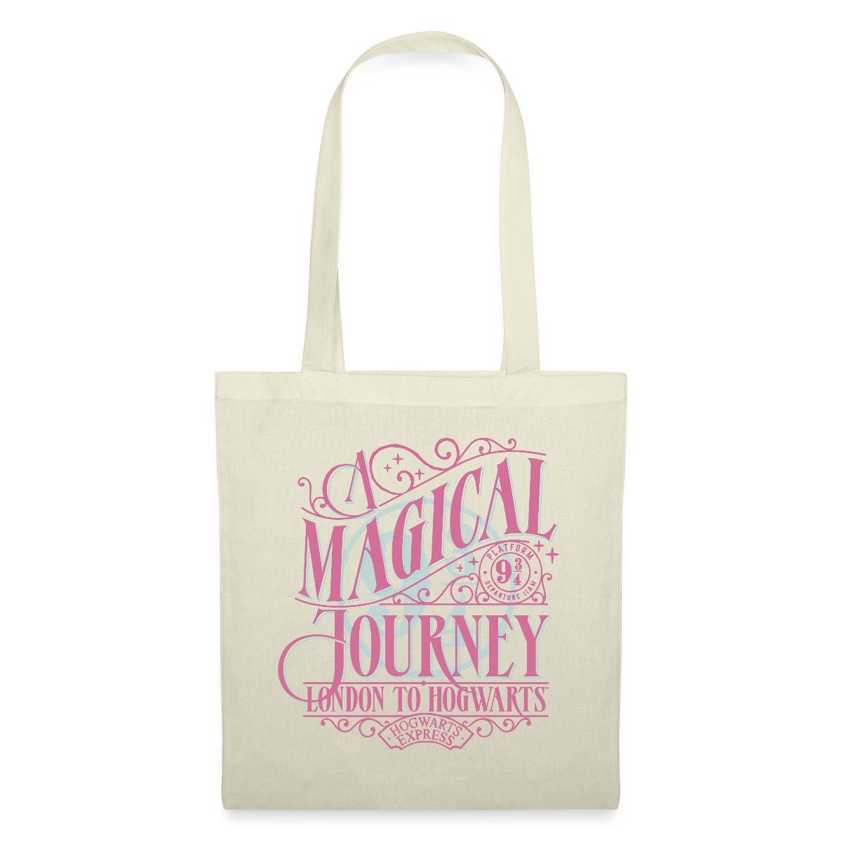 Spreadshirt Henkeltasche Harry Potter Gleis 9 ¾ Design In Rosa & Blau Stoffbeutel (1-tlg)