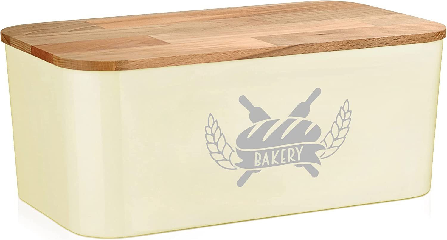 Lashuma Brotkasten, Kunststoff, (1-tlg), Beige Aufbewahrungsdose eckig 36x21 cm