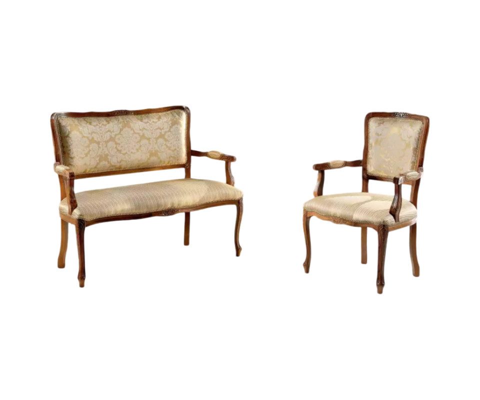 Xlmoebel Wohnzimmer-Set Luxuriöse Sitzgruppe mit klassischem Design aus Stoff mit Sitzbank, (2-St., Set 2 tlg(Sitzgarnitur 2 + 1 Sitzer), Hergestellt In Italy