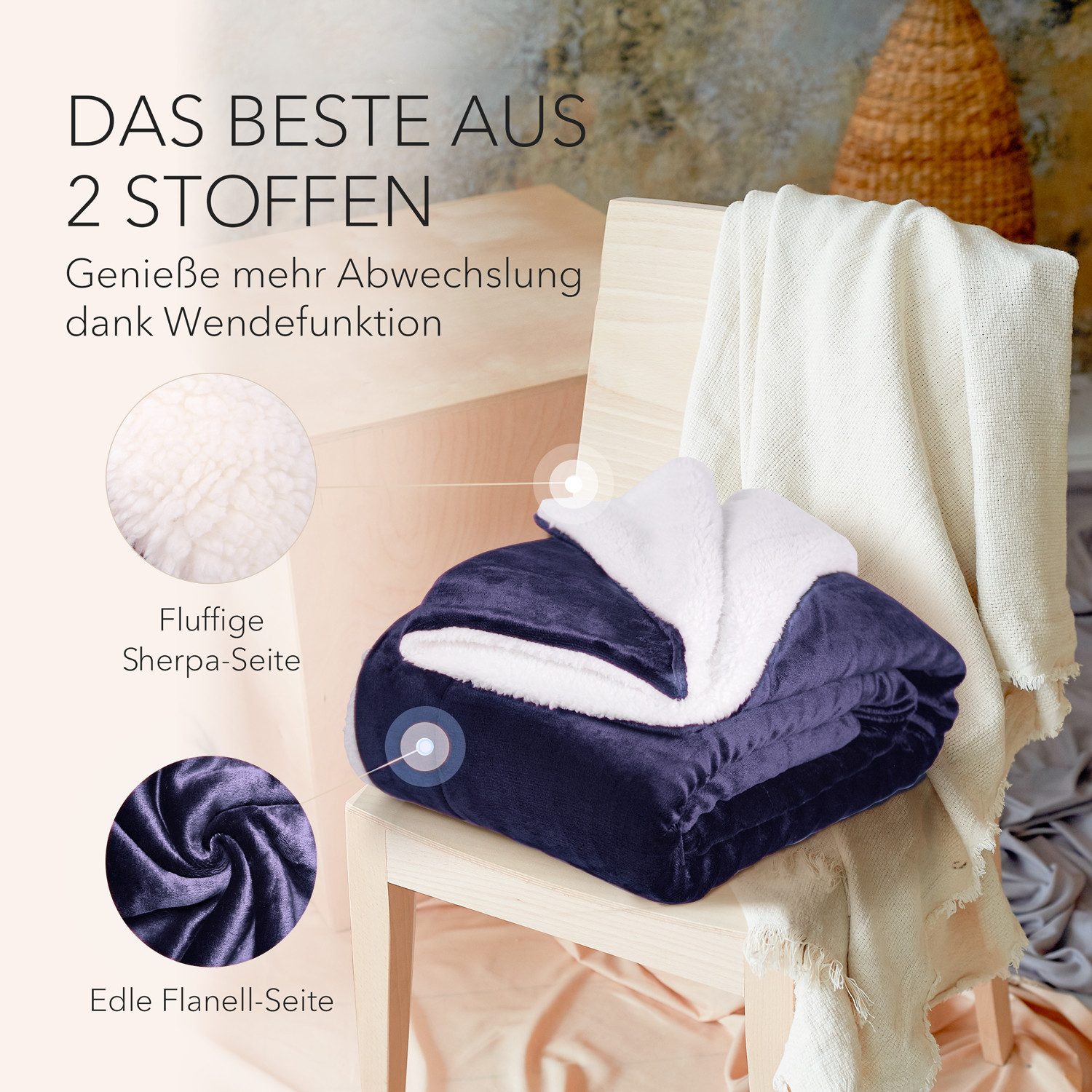 Wohndecke Kuscheldecke XL warm Sherpa, dicke Sofadecke, hochwertige Tagesdecke, Cozyor – Bild 2 von 5