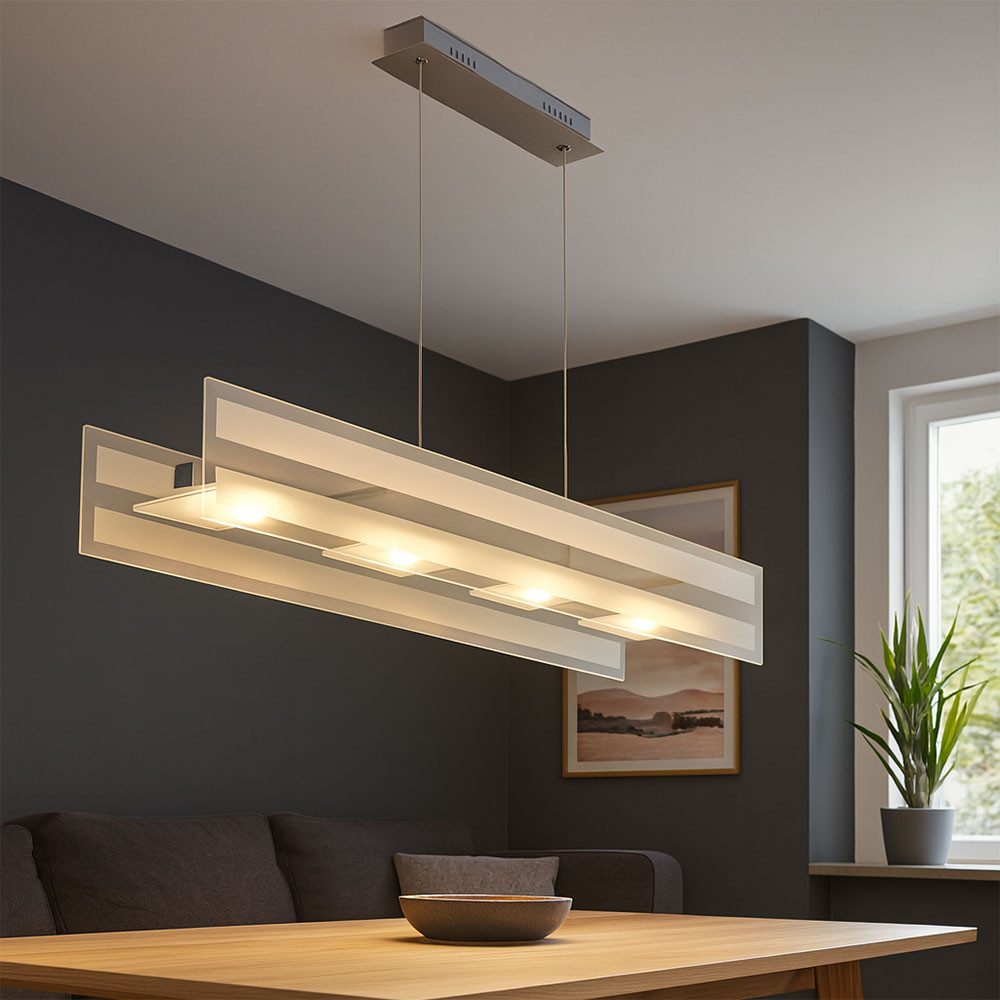 Esto Pendelleuchte, LED-Leuchtmittel fest verbaut, Warmweiß, Pendelleuchte Glas Hängelampe Deckenlampe Chrom