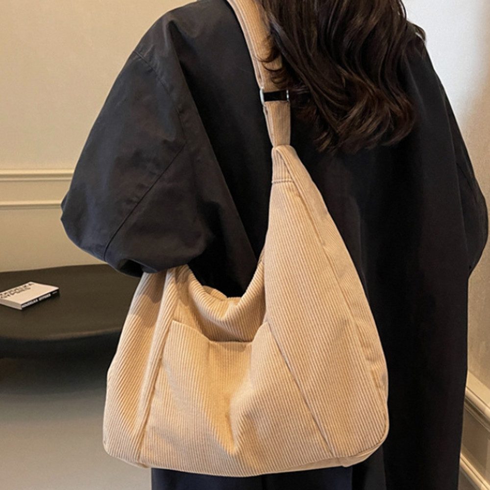 Cachito Umhängetasche Damen Groß Cord Tasche Shopper Crossbody Schultertasche Henkeltasche, Hobo Handtasche für Uni Arbeit Mädchen Schule – Bild 2 von 5