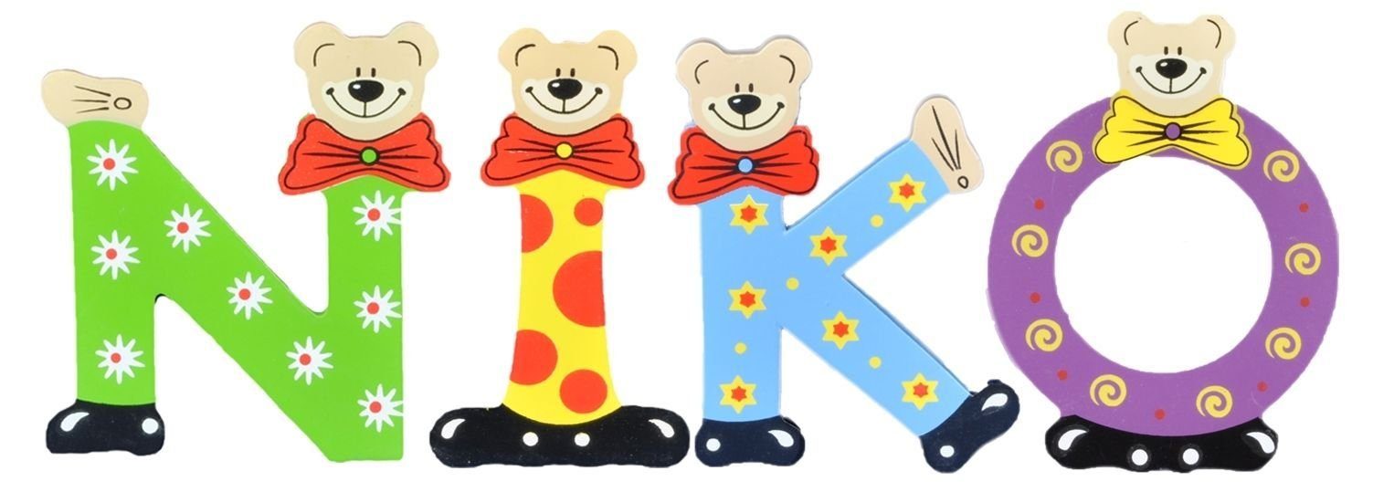 Namen-Set, (Set, NIKO St), 4 Deko-Buchstaben - Playshoes sortiert Kinder Holz-Buchstaben