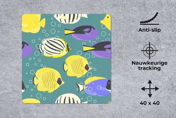 MuchoWow Gaming Mauspad Muster - Fisch - Wasser (1-St), Mousepad mit Rutschfester Unterseite, Gaming, 40x40 cm, XXL, Großes