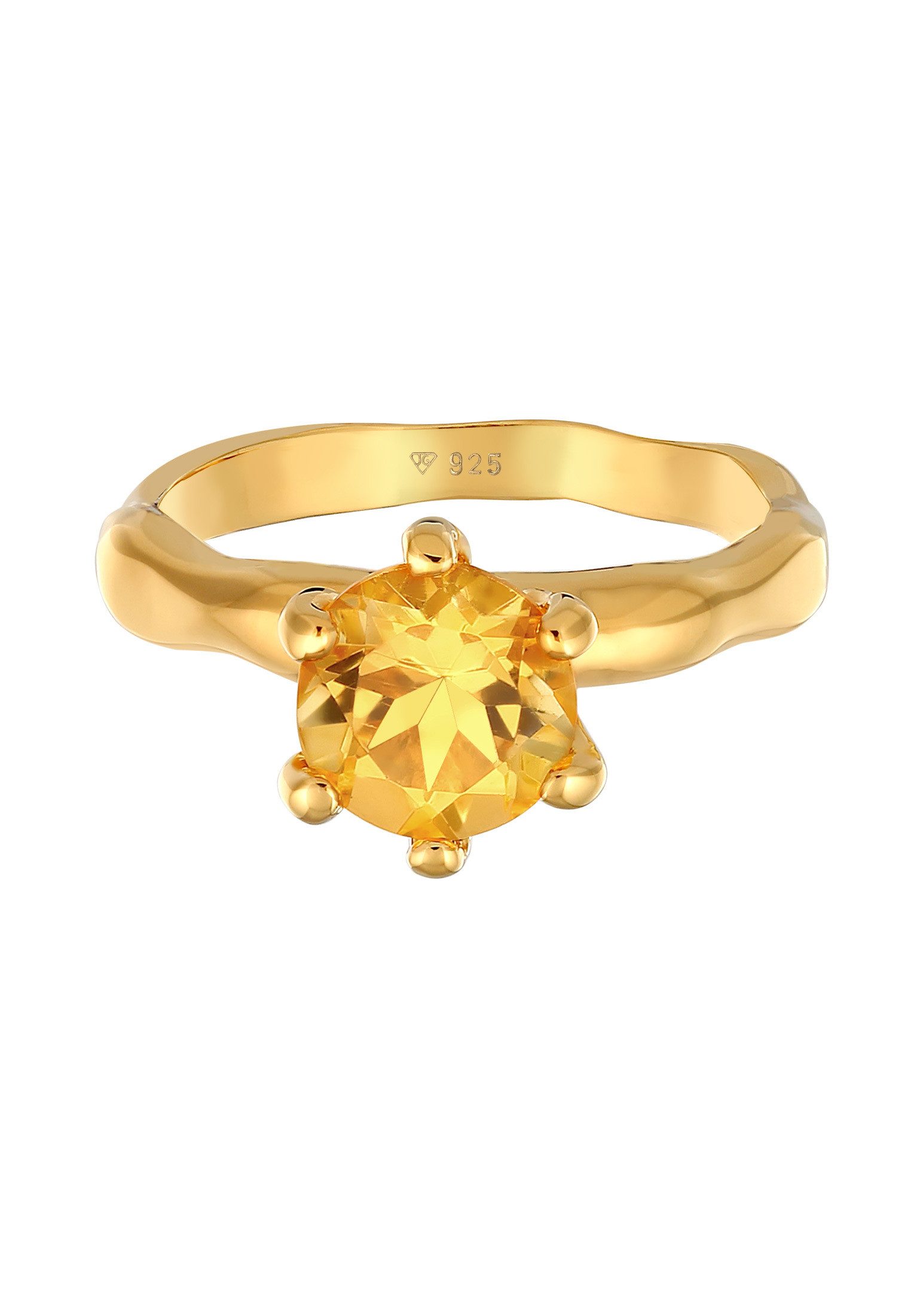 Elli Fingerring Citrine Solitär Elegant Organic Design 925 Silber günstig online kaufen
