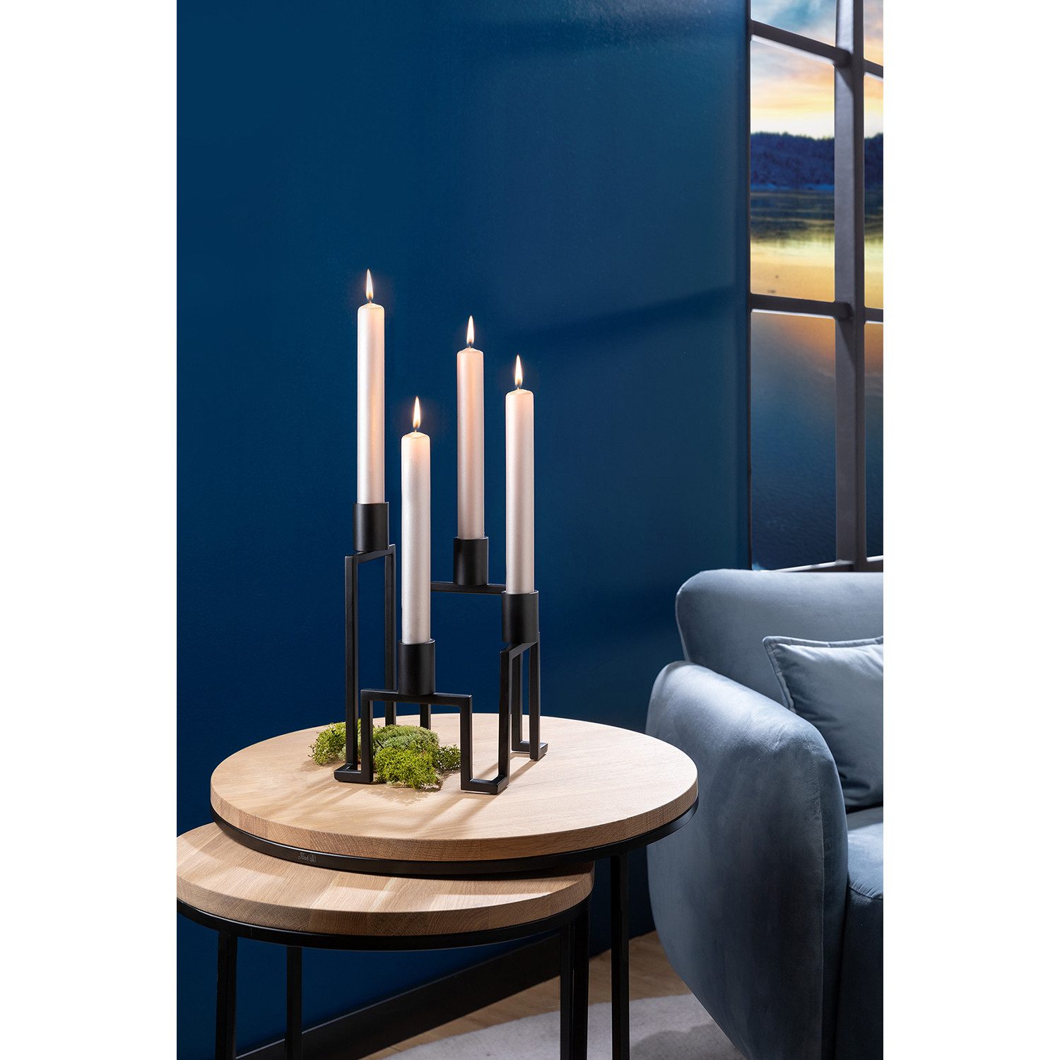 Fink Kerzenhalter GRANT Leuchter - schwarz - Edelstahl - H. 27,5cm x B. 20, günstig online kaufen
