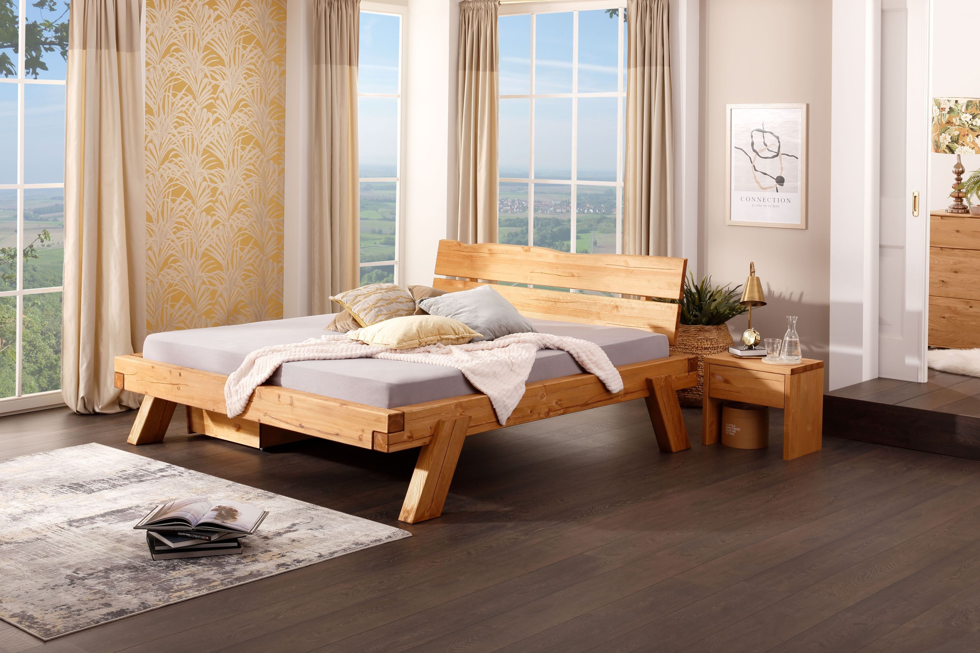 Lebenswert Massivholzbett BE-0820, 198 x 80 günstig online kaufen