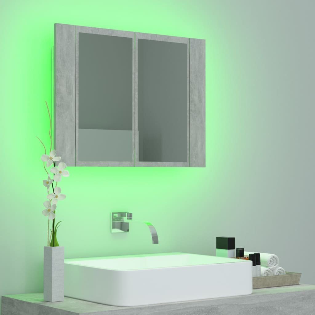 Badezimmerspiegelschrank Betongrau (1-St) cm Acryl vidaXL LED-Bad-Spiegelschrank 60x12x45