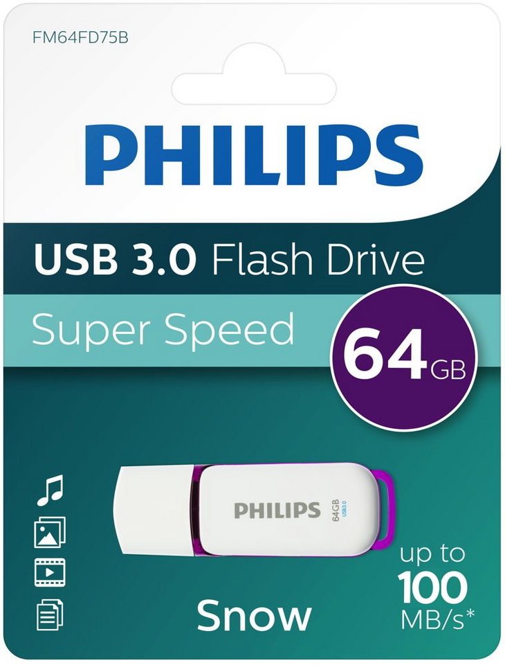 Philips Philips USB Stick 64GB Speicherstick Snow weiß USB 3.0 USB-Stick