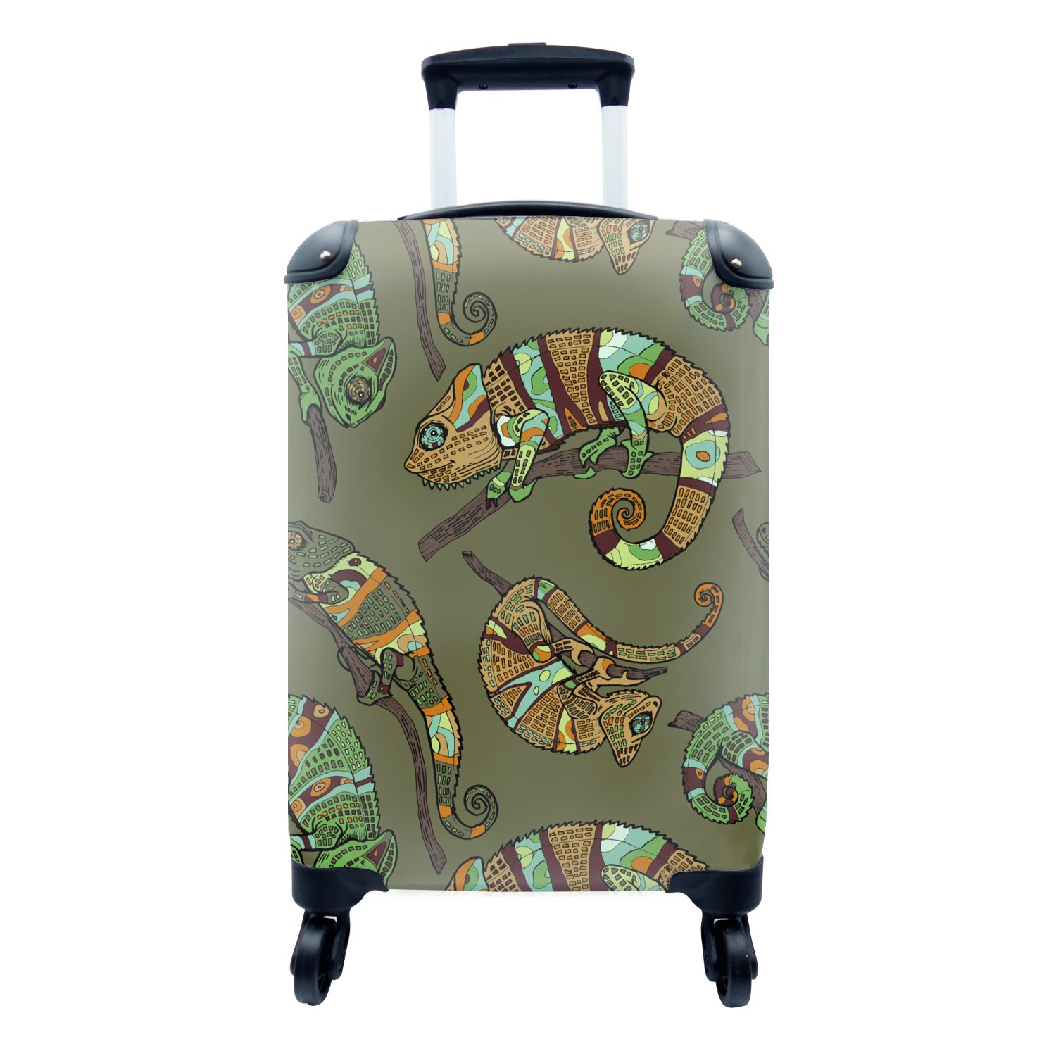 Rollen, Chamäleons, rollen, Muster Handgepäck Reisetasche - MuchoWow für Reisekoffer - Handgepäckkoffer mit Ferien, 4 Dschungel Trolley,