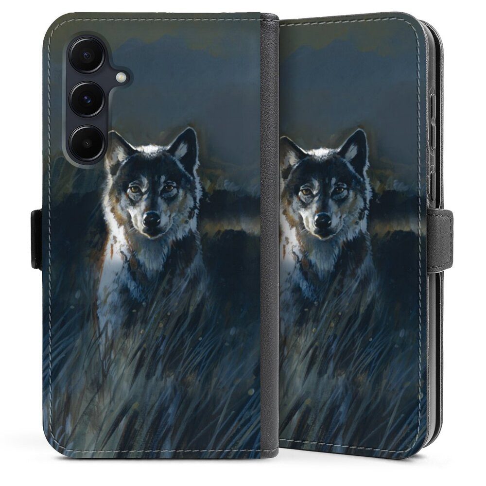 DeinDesign Handyhülle Wolf Natur Malerei Wolf 2, Samsung Galaxy A35 5G Hülle Handy Flip Case Wallet Cover