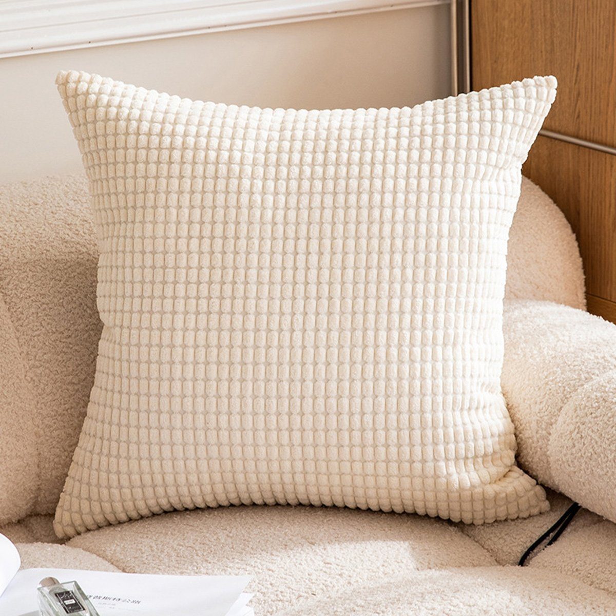 Kissenbezüge Kissenbezug Cord körnig Kissenhülle,für Weiß Jormftte Schlafzimmer Sofa Wohnzimmer