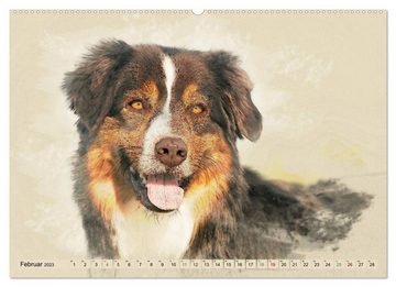 CALVENDO Wandkalender Australian Shepherds 2023 (Premium, hochwertiger DIN A2 Wandkalender 2023, Kunstdruck in Hochglanz)