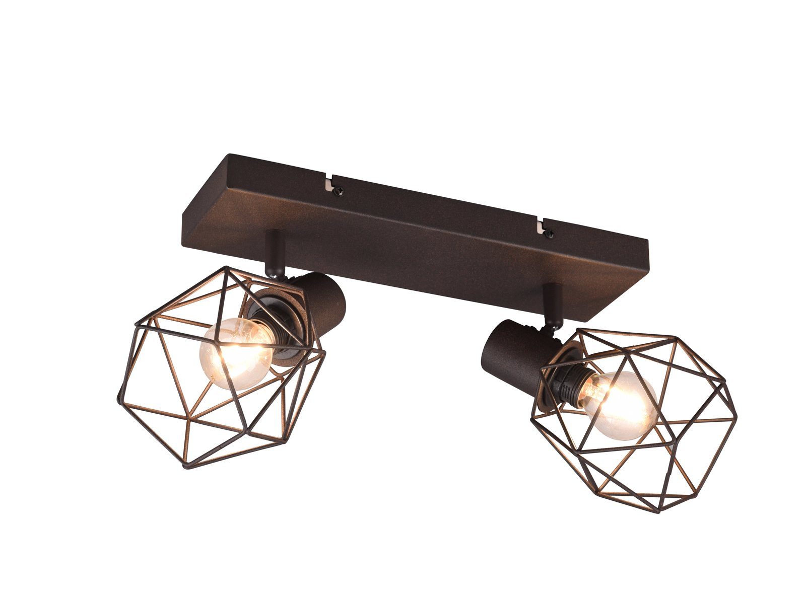 meineWunschleuchte Deckenspots, ohne Leuchtmittel, Decken-lampe Industrie-Design mit 2x Draht Lampen-schirm, Breite 30cm