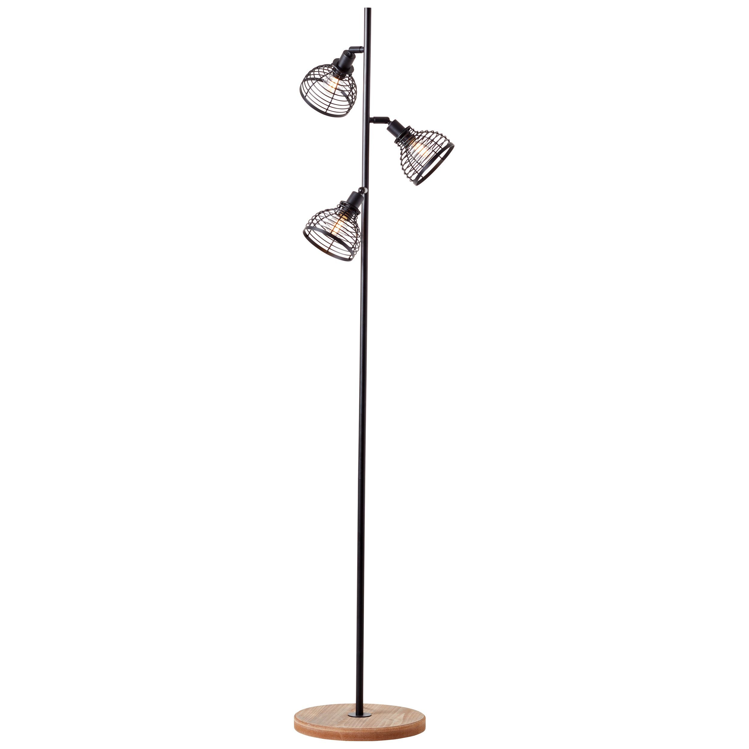 Brilliant Stehlampe Avia, Avia Standleuchte 3flg schwarz/holz, Metall/Holz, 3x D45, 42 W | Standleuchten