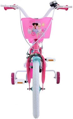 Volare Kinderfahrrad 14 Zoll Kinder Mädchen Fahrrad Mädchenfahrrad Rad Barbie 31480-DR, 1 Gang, Korb,Stützräder,Kettenschutz, Schutzbleche,Puppensitz, Klingel