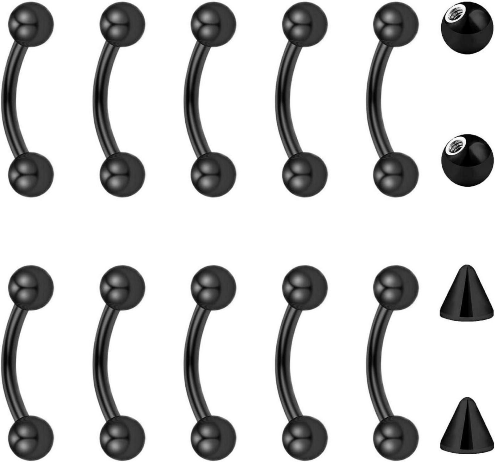 Augenbrauenpiercing 10stk Curved Barbell Piercing Set 1,2mm Chirurgenstahl 6-12mm mit