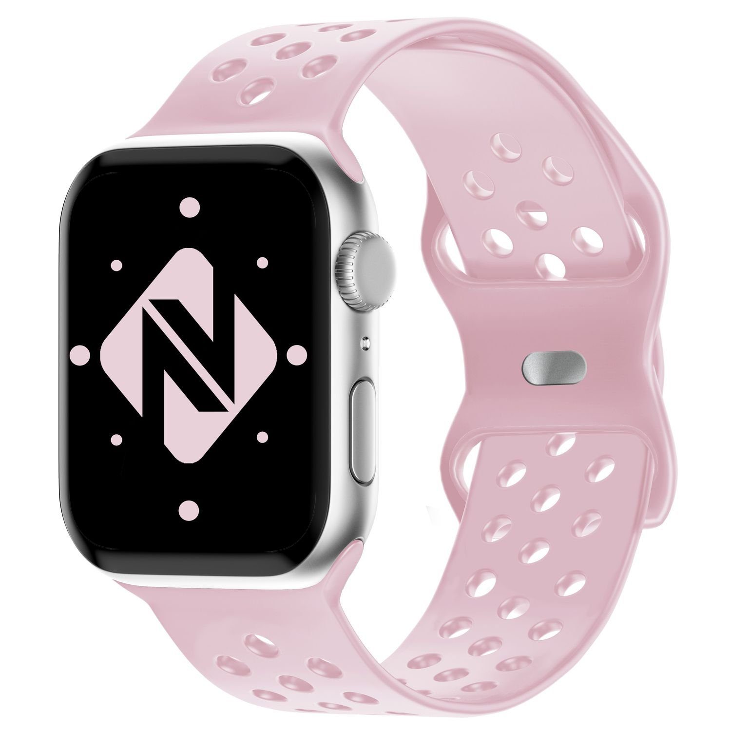 Nalia Smartwatch-Armband Apple Watch 38mm/40mm/41mm, Gelochtes Silikon Ersatzband / für Sport Fitness Uhr / Atmungsaktiv Pink