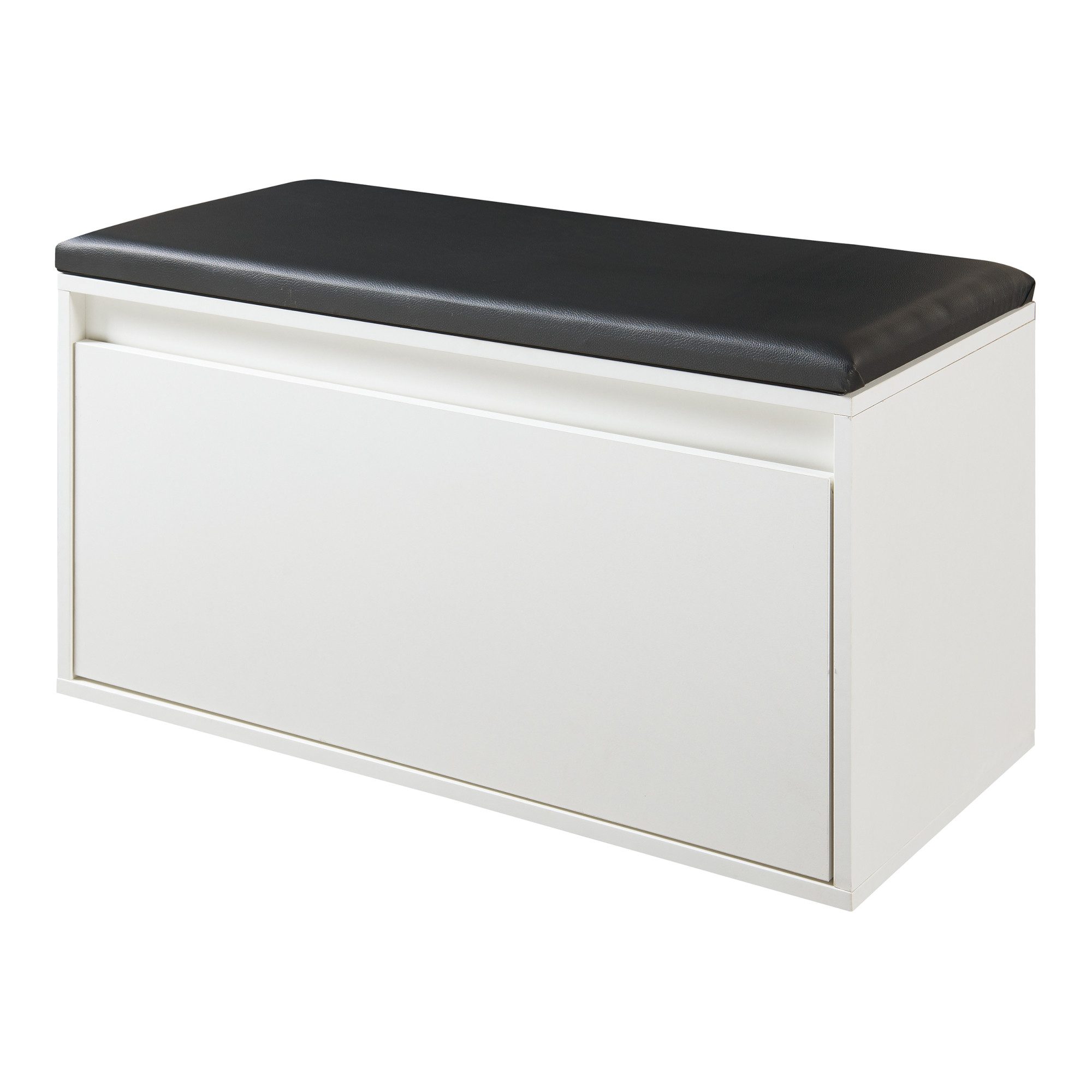 en.casa Schuhbank, Schuhbank »Degerfors« mit Schublade 80 x 39 x 45 cm Weiß/Schwarz