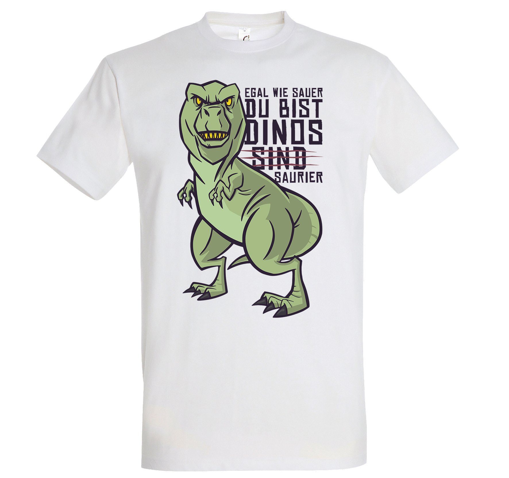 Youth Designz T-Shirt "Dinos Sind Saurier" Spruch Herren Shirt mit lustigem Frontprint Weiß