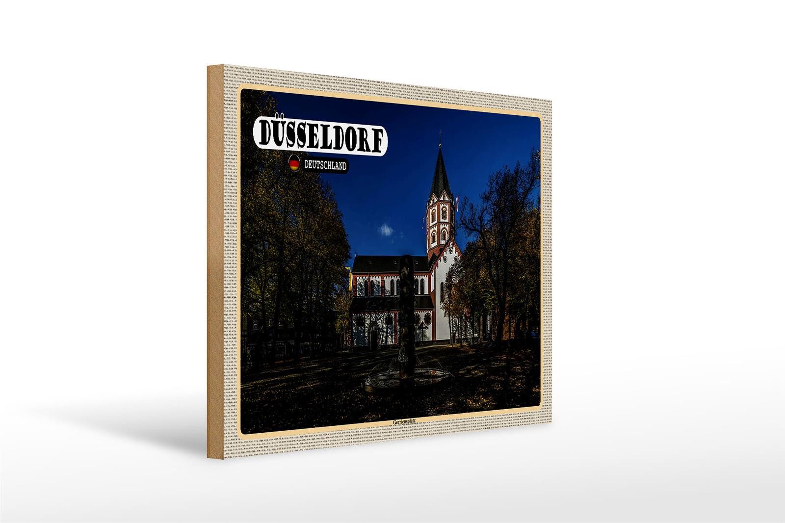 Holzbild Städte Düsseldorf Gerricusplatz Baustil 40x30cm