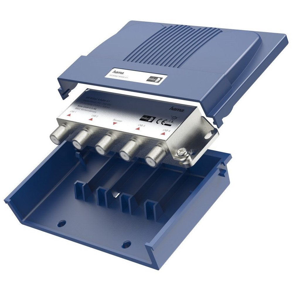 Hama SAT-Halterung 00205290 SAT-DiSEqC-Schalter 4-1 satellitenschalter blau, (Wechsel zwischen ASTRA und Eutelsat, Robuste Bauweise in Blau)