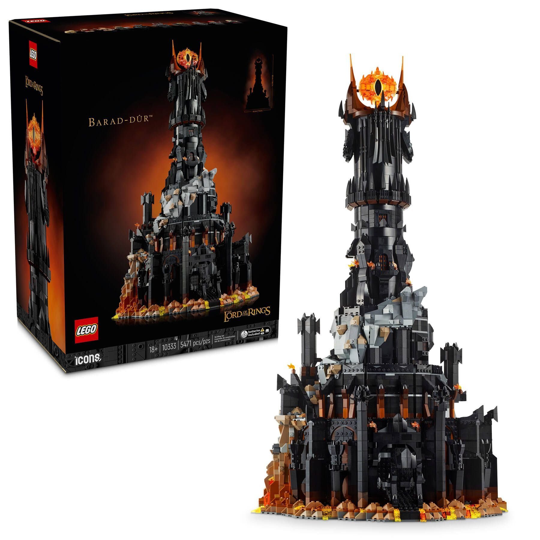 LEGO® Icons - Der Herr der Ringe: Barad-dûr (10333) LotR Konstruktions-Spielset, (5471 St., LEGO 10333), Enthält 10 Minifiguren
