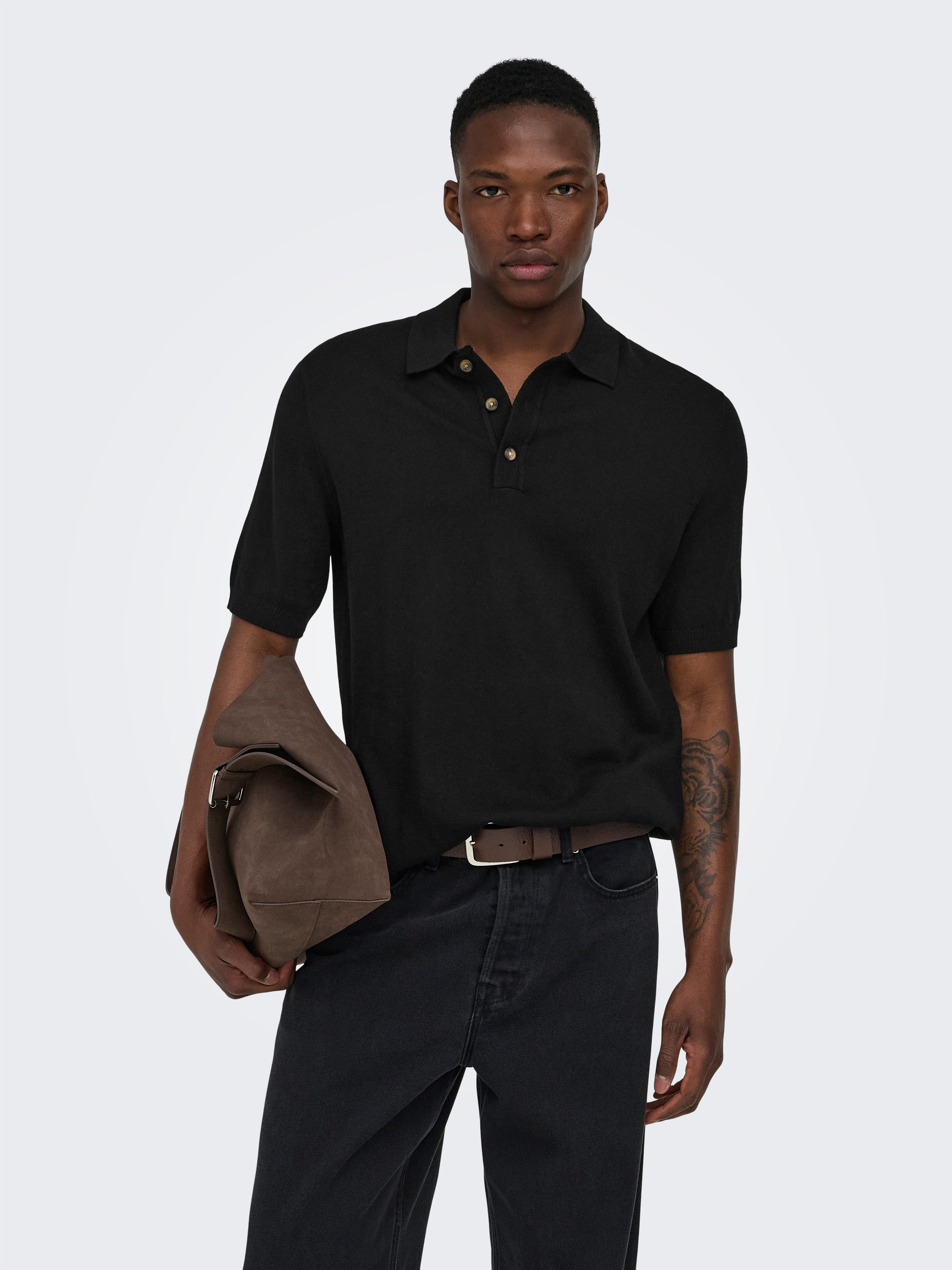 ONLY & SONS Polokragenpullover ONSLOUI REG 12 SS MEL POLO KNIT NOOS Baumwollmischung, regular fit