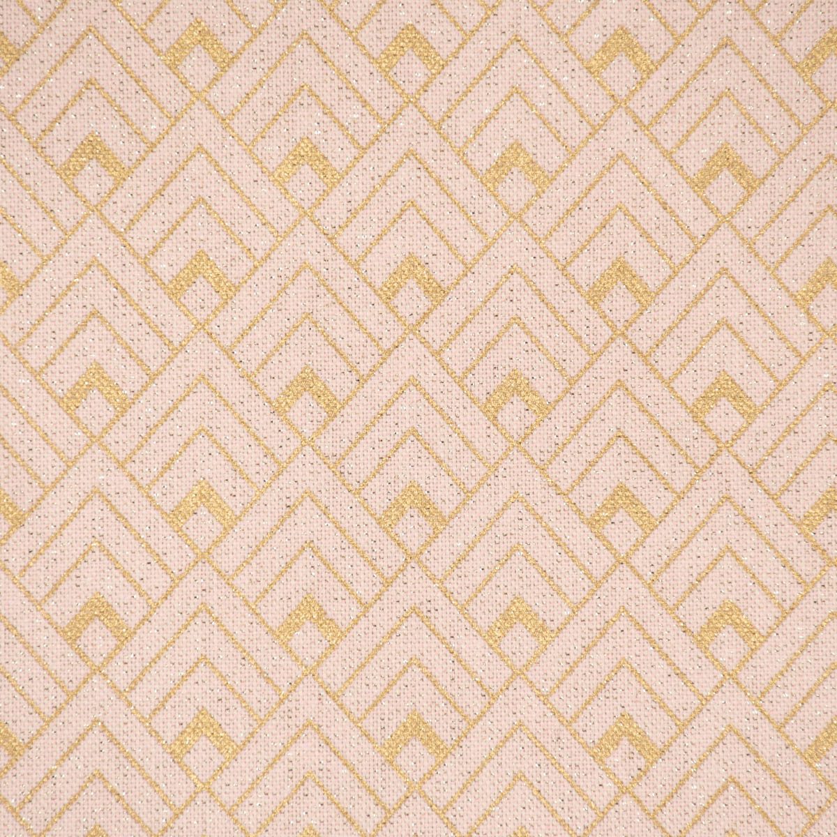 SCHÖNER LEBEN. Stoff Dekostoff Leinenlook Metallic Art Deco Rauten rosa gold 1,40m, mit Metallic-Effekt