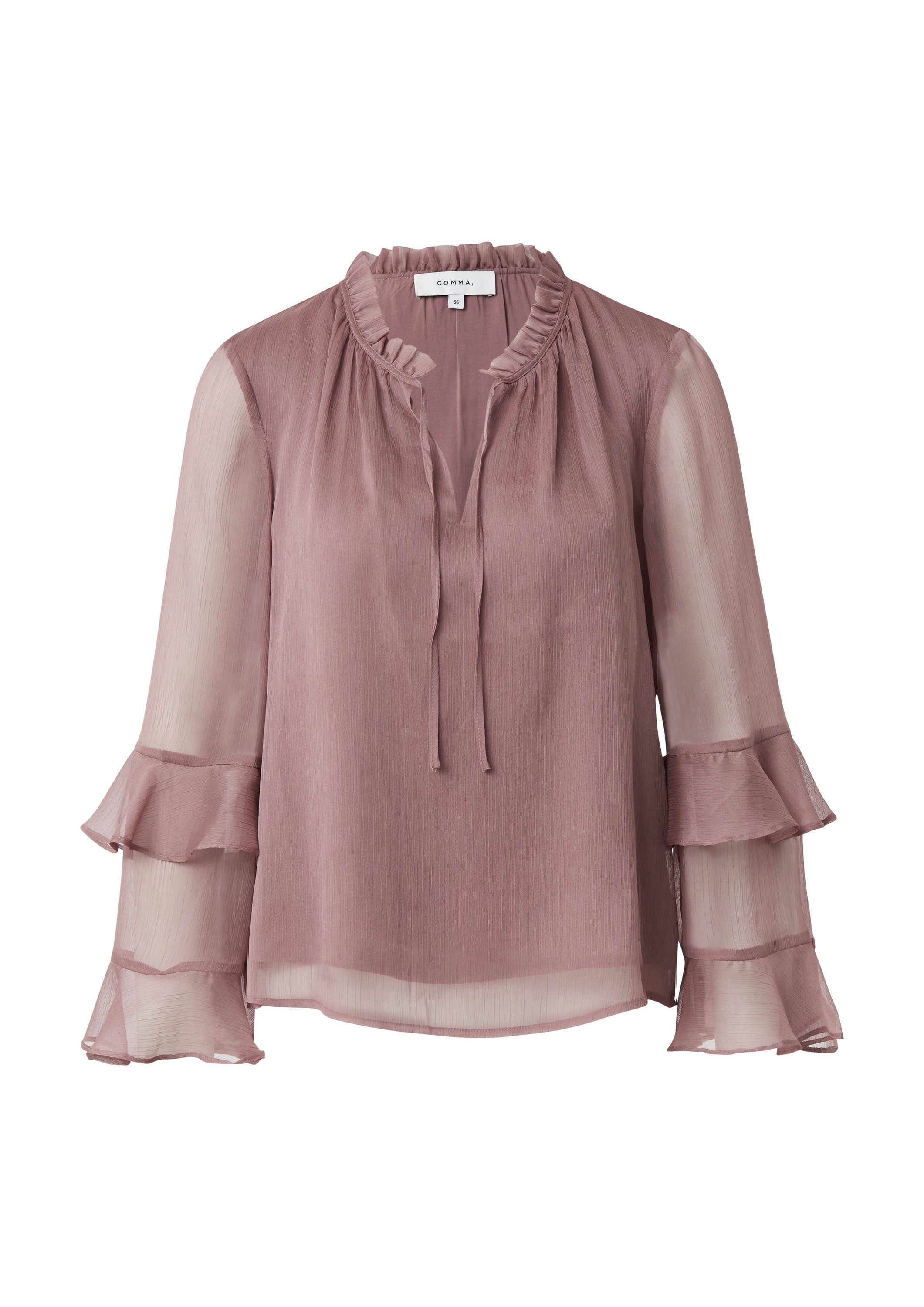 comma Langarmbluse Bluse Bluse mit femininen Volants aus Crêpe-Chiffon günstig online kaufen