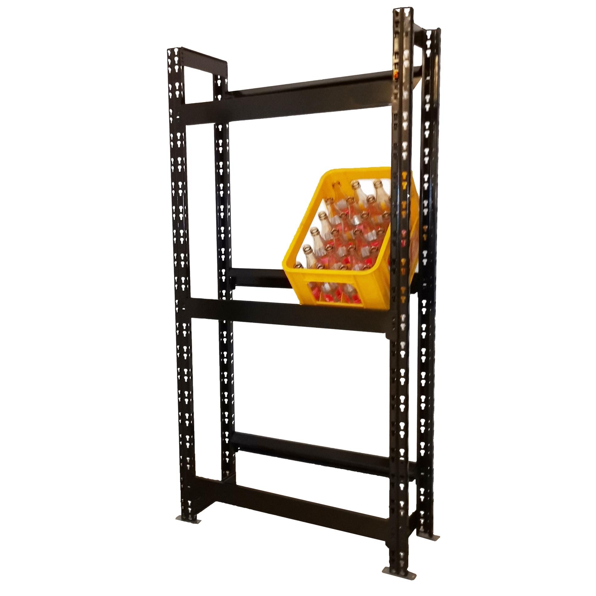 Szagato Regal Getränkekisten Regal 6 Kisten 160x75x30cm 150 KG schwarz SZAGATO