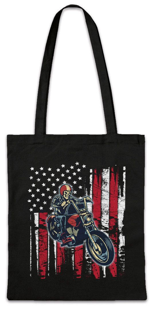 Beuteltasche Skeleton Biker Stofftasche Biker Club MC Rocker Adler Eagle