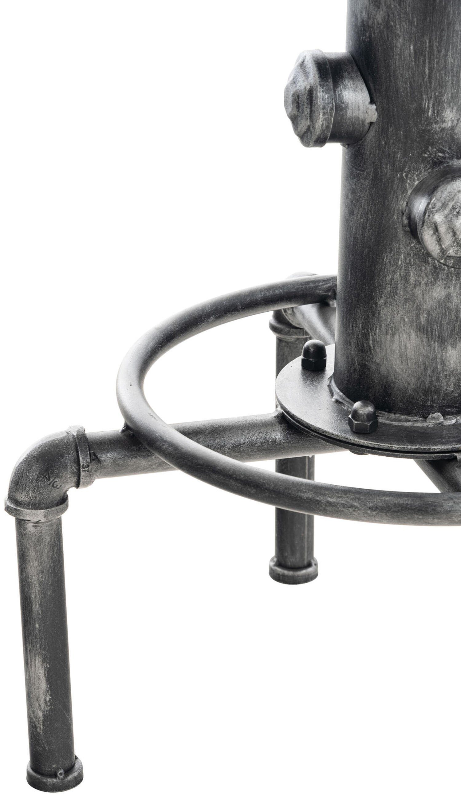 TPFLiving Barhocker Lumos Theke Holz Gestell - - Küche Tresenhocker), silber Schwarz Fußstütze Antik Vintage 4-Fuß - (mit Hocker für & Kunstleder Sitzfläche